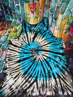 U.S. Vintage Spiral Tie-Dye Tank Top - Blue Black White large